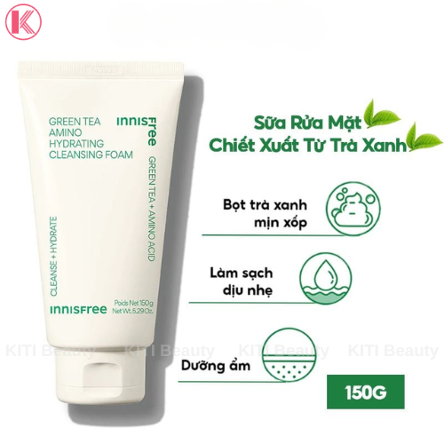 Sữa Rửa Mặt Innisfree Green Tea Amino Hydrating Foam Cleanser 150g